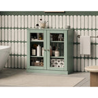 Meuble de salle de bain Palace Imports 100 % en bois massif de 32 po avec portes en verre transparent et étagères réglables