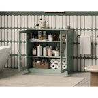 Meuble de salle de bain Palace Imports 100 % en bois massif de 32 po avec portes en verre transparent et étagères réglables