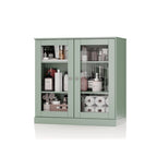 Meuble de salle de bain Palace Imports 100 % en bois massif de 32 po avec portes en verre transparent et étagères réglables