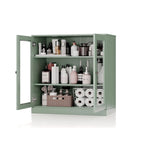 Meuble de salle de bain Palace Imports 100 % en bois massif de 32 po avec portes en verre transparent et étagères réglables