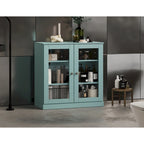 Meuble de salle de bain Palace Imports 100 % en bois massif de 32 po avec portes en verre transparent et étagères réglables