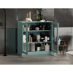 Meuble de salle de bain Palace Imports 100 % en bois massif de 32 po avec portes en verre transparent et étagères réglables