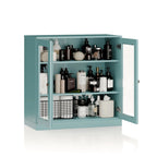 Meuble de salle de bain Palace Imports 100 % en bois massif de 32 po avec portes en verre transparent et étagères réglables