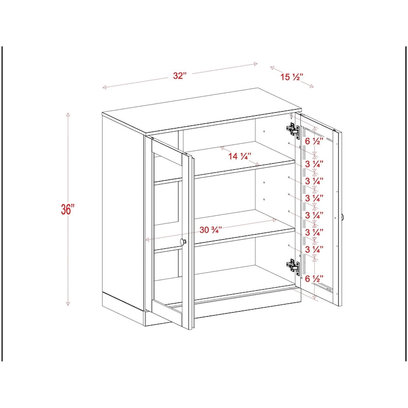 Meuble de salle de bain Palace Imports 100 % en bois massif de 32 po avec portes en verre transparent et étagères réglables