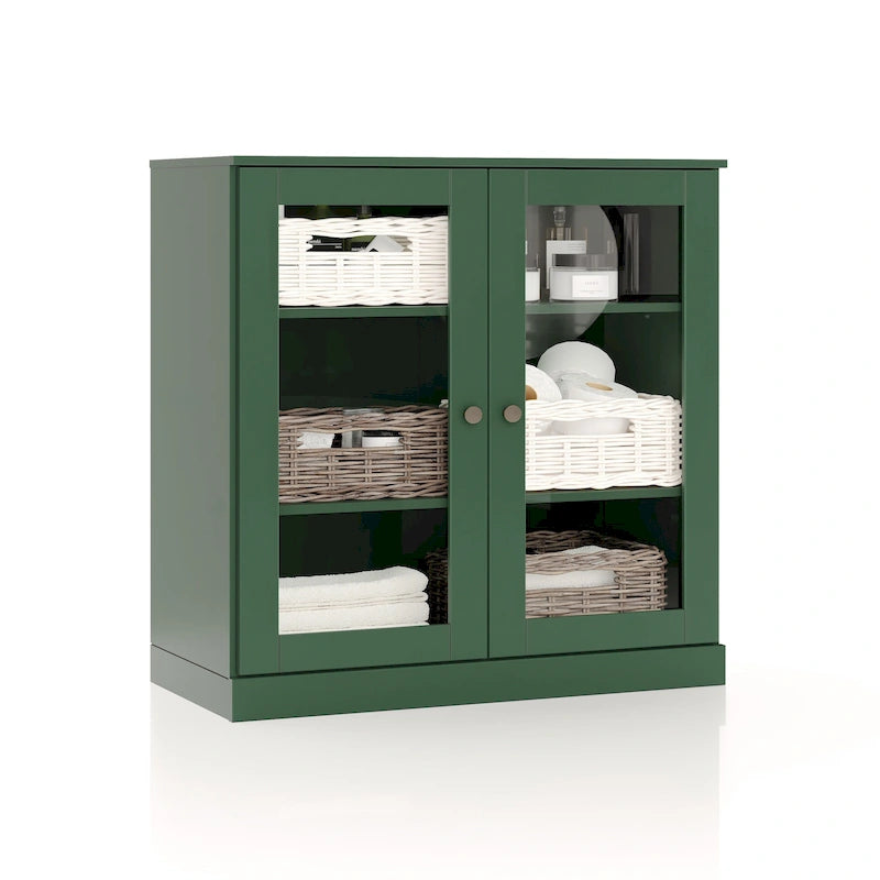 Meuble de salle de bain Palace Imports 100 % en bois massif de 32 po avec portes en verre transparent et étagères réglables