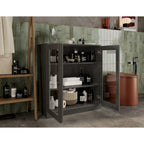 Meuble de salle de bain Palace Imports 100 % en bois massif de 32 po avec portes en verre transparent et étagères réglables