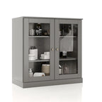 Meuble de salle de bain Palace Imports 100 % en bois massif de 32 po avec portes en verre transparent et étagères réglables