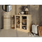Meuble de salle de bain Palace Imports 100 % en bois massif de 32 po avec portes en verre transparent et étagères réglables