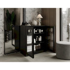 Meuble de salle de bain Palace Imports 100 % en bois massif de 32 po avec portes en verre transparent et étagères réglables