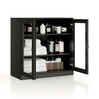 Meuble de salle de bain Palace Imports 100 % en bois massif de 32 po avec portes en verre transparent et étagères réglables