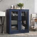 Meuble de salle de bain Palace Imports 100 % en bois massif de 32 po avec portes en verre transparent et étagères réglables