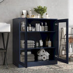 Meuble de salle de bain Palace Imports 100 % en bois massif de 32 po avec portes en verre transparent et étagères réglables