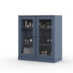 Meuble de salle de bain Palace Imports 100 % en bois massif de 32 po avec portes en verre transparent et étagères réglables