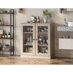 Meuble de salle de bain Palace Imports 100 % en bois massif de 32 po avec portes en verre transparent et étagères réglables