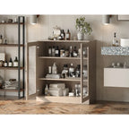 Meuble de salle de bain Palace Imports 100 % en bois massif de 32 po avec portes en verre transparent et étagères réglables