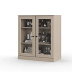 Meuble de salle de bain Palace Imports 100 % en bois massif de 32 po avec portes en verre transparent et étagères réglables