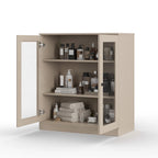 Meuble de salle de bain Palace Imports 100 % en bois massif de 32 po avec portes en verre transparent et étagères réglables