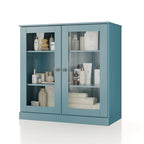 Meuble de salle de bain Palace Imports 100 % en bois massif de 32 po avec portes en verre transparent et étagères réglables