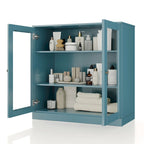 Meuble de salle de bain Palace Imports 100 % en bois massif de 32 po avec portes en verre transparent et étagères réglables