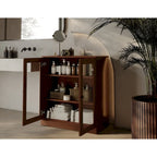 Meuble de salle de bain Palace Imports 100 % en bois massif de 32 po avec portes en verre transparent et étagères réglables