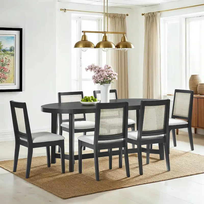 Tavolo da pranzo ovale Middlebrook Modern Rustic in legno massello di rovere da 70 pollici
