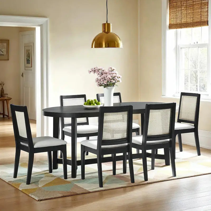 Tavolo da pranzo ovale Middlebrook Modern Rustic in legno massello di rovere da 70 pollici
