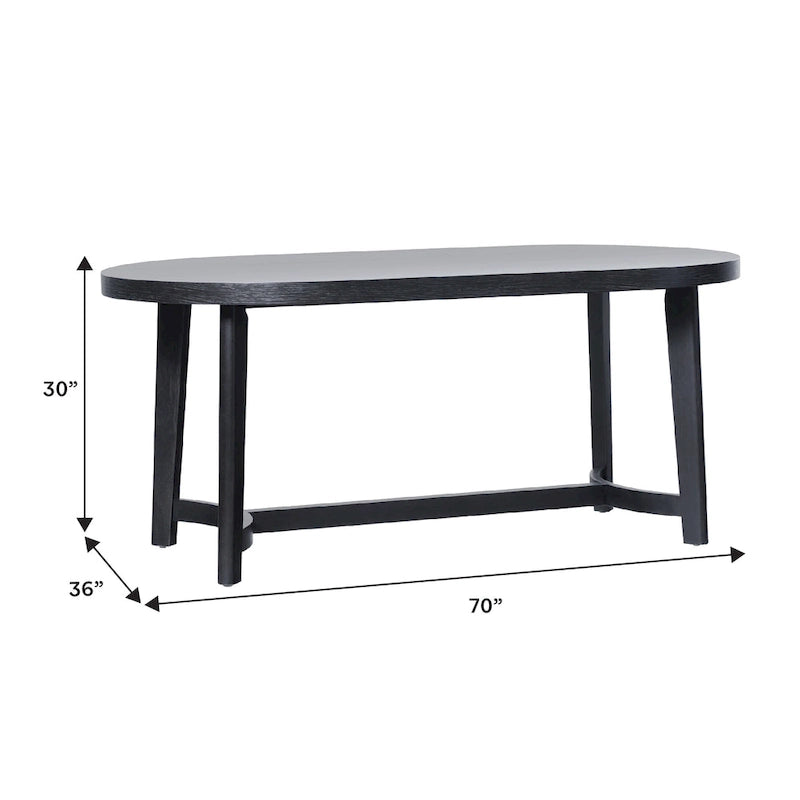 Tavolo da pranzo ovale Middlebrook Modern Rustic in legno massello di rovere da 70 pollici
