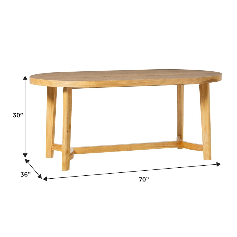 Tavolo da pranzo ovale Middlebrook Modern Rustic in legno massello di rovere da 70 pollici