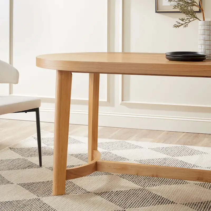 Tavolo da pranzo ovale Middlebrook Modern Rustic in legno massello di rovere da 70 pollici