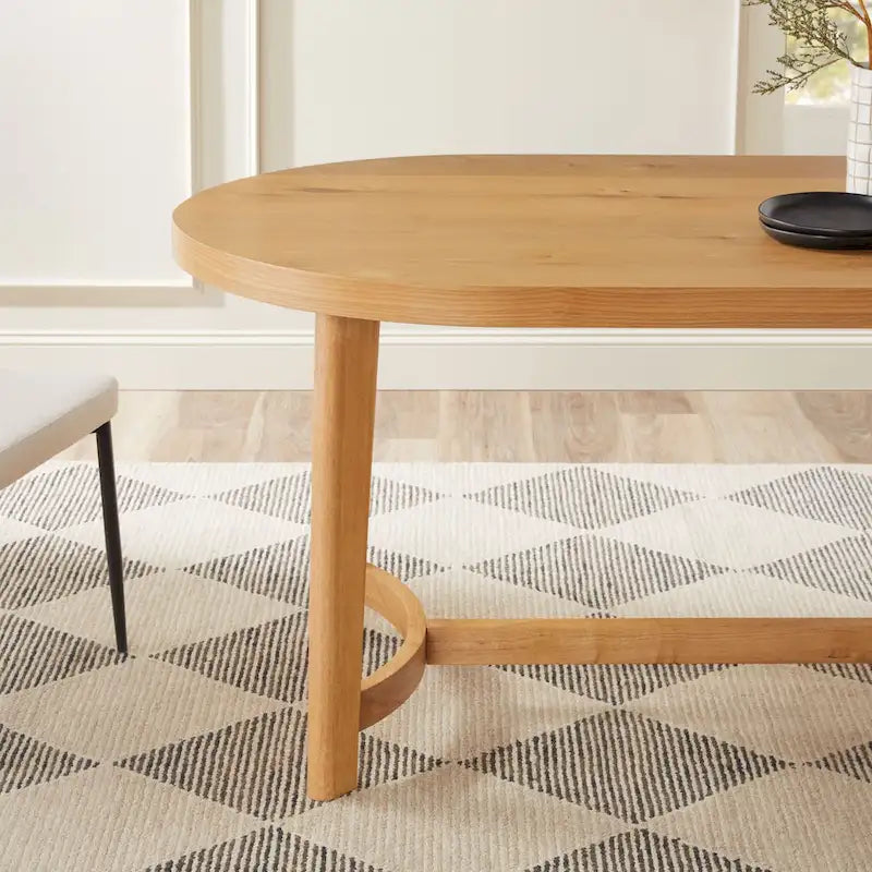 Tavolo da pranzo ovale Middlebrook Modern Rustic in legno massello di rovere da 70 pollici