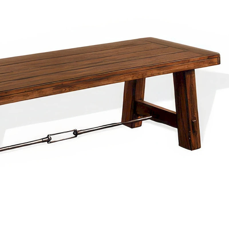 Banc de salle à manger Reggie, bois d'acajou brun, accents tendeurs, 162,5 cm