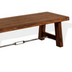 Banc de salle à manger Reggie, bois d'acajou brun, accents tendeurs, 162,5 cm