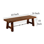 Banc de salle à manger Reggie, bois d'acajou brun, accents tendeurs, 162,5 cm