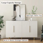 Credenza a buffet con ante decorative scanalate, Credenza in legno con maniglie in metallo, Mobile contenitore con ripiani regolabili
