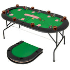 Tavolo da Poker Costway per 8 Giocatori con 8 Portabicchieri e Comodi Braccioli