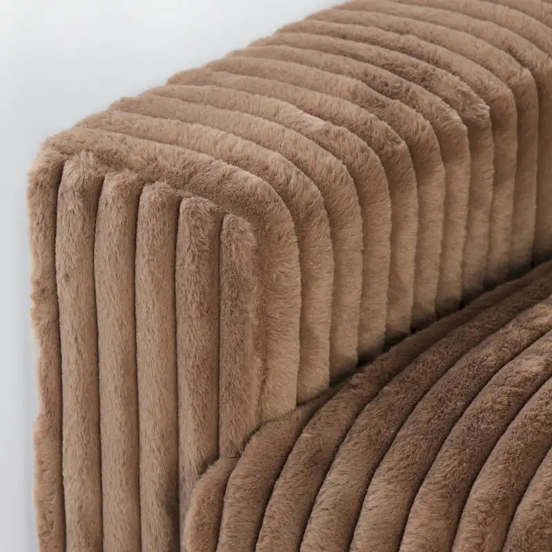 Canapé d'angle modulable en tissu peluche rembourré, garni de duvet pour salon