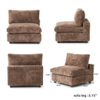 Canapé d'angle modulable en tissu peluche rembourré, garni de duvet pour salon