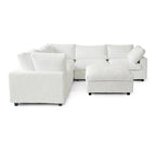 Canapé d'angle modulable en tissu peluche rembourré, garni de duvet pour salon