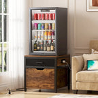 Mini Frigo con Stazione di Ricarica, Tavolino Laterale con Cassetti e Mobiletto su Ruote