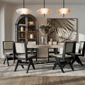 Set da pranzo moderno Evrena di 7 pezzi in legno massello nero Furniture of America