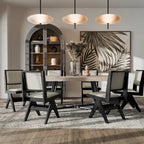Set da pranzo moderno Evrena di 7 pezzi in legno massello nero Furniture of America