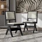 Set da pranzo moderno Evrena di 7 pezzi in legno massello nero Furniture of America