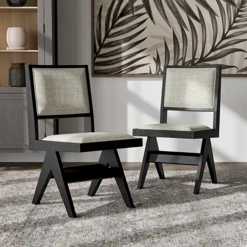 Set da pranzo moderno Evrena di 7 pezzi in legno massello nero Furniture of America