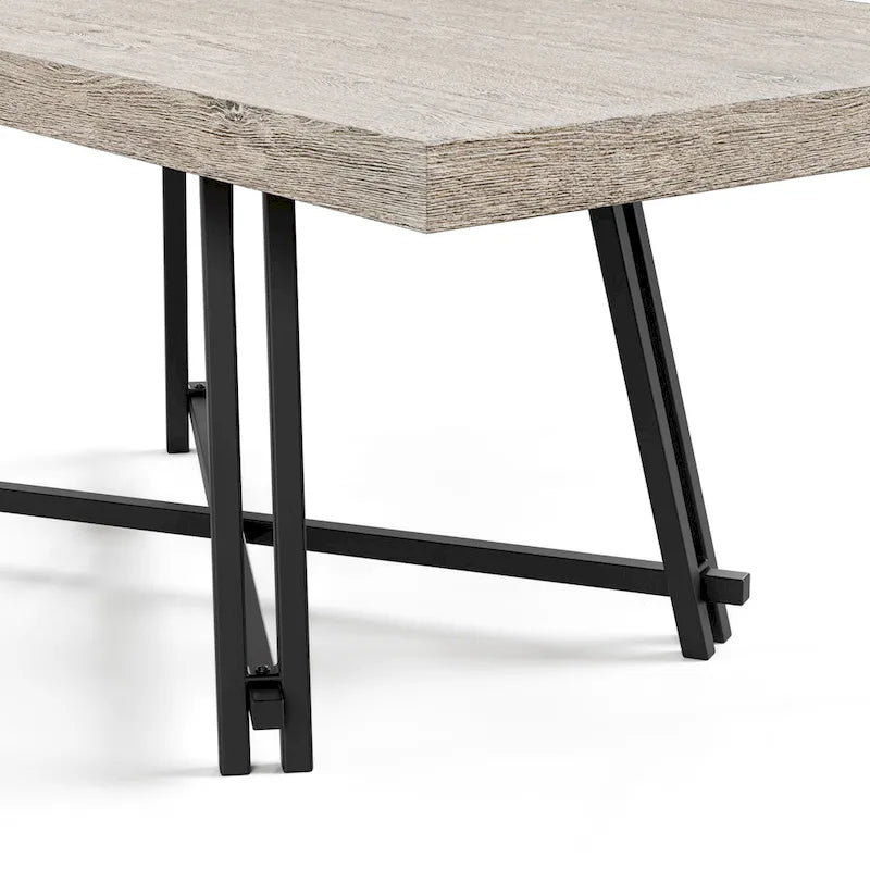 Set da pranzo moderno Evrena di 7 pezzi in legno massello nero Furniture of America