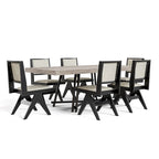 Set da pranzo moderno Evrena di 7 pezzi in legno massello nero Furniture of America
