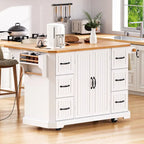 Isola da cucina da 56 pollici con piano a ribalta in impiallacciatura di legno di caucciù (sgabelli esclusi)