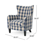 Poltrona imbottita schienale alto Modern Retro 30,25" con gambe in legno per soggiorno