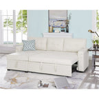 Divano componibile convertibile reversibile con letto estraibile, chaise longue con contenitore nascosto e gambe durevoli