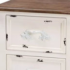 Comodino a 2 cassetti Levron con bicolore e legno anticato Noce/Bianco Antico - Baxton Studio: Tavolino contenitore da comodino