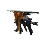 Console en teck contemporaine couleur or – Olivia & May : Table d'entrée robuste, aucun assemblage requis